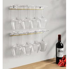 KOLYMAX 2 Pcs Clear Wine Glass Holder Wall Mounted, Acrylic Wall Bar Shelf, Floating Bar Shelves for Wine Bottles