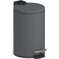 stardis 3 Litre Pedal Bin Stainless Steel Dark Grey Matt with Soft-Close Mechanism Folding Lid Quiet Close Soft Close with Inner Bucket Cosmetic Bin Waste Bin Bathroom