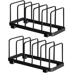 YunNasi Plate Holder Vertical Plate Stand Dish Rack Tableware Tray Chopping Board Bakeware Holder Cabinet Dish Rack Kitchen Organiser Easy to Clean (Black, Pack of 2)