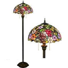 Yjmgrowing Tochange Tiffany stila vitrāžas grīdas lampa, retro vīnogu ziedu rotājumi, stāvgaisma viesistabai, 110 V–240 V (spuldzes nav iekļautas)