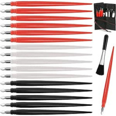 18 Pieces Scratch Art Tools, Paint Pen for Scratching, Double Tip/Scratch Paper, Pen Tool Bag for Adults and Kids, Scratch Pen with Clean Brush, Craft Kit (Red/Black/White)