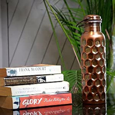 Craft Trade Copper Water Bottle, Leak Proof Pure Copper Water Bottle, Antique Honeycomb Texture, 34 Oz, Leakproof, Less Indian Ayurvedic Copper Vessel, Eco Friendly