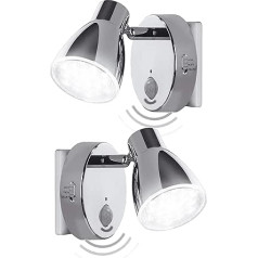 Trango Milo 2635-028 Chrome LED Sensor Night Light with Motion Sensor and Automatic Function Security Light 230 V Socket Light, Wall Light, Orientation Light, Night Lamp, Socket Light Set of 2