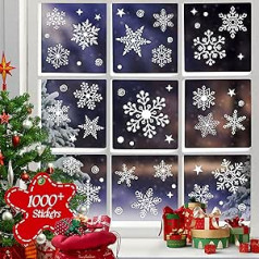 1000+ Christmas Window Decoration Snowflakes, 25+ Designs Snowflake Static Stickers Window Decoration Christmas Decoration Reusable Party Supplies New Year Stickers for Winter Holidays