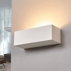 Lindby Jole Wall Light Indoor Wall Lamp Modern in White Plaster/Clay for Hallway and Staircase (1 Bulb, E14) - Wall Floodlight, Wall Lighting, Bedroom / Living Room, Hallway Light