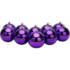 Toyland® 10 Extra Large Christmas Tree Baubles in 100 mm Colour - Christmas Tree Decorations (Purple)