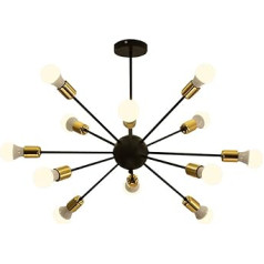 Dellemade Sputnik Chandelier 12 gaismu vecais piekarināmais apgaismojums ēdamistabai, viesistabai, virtuvei, birojam, kafejnīcai, restorānam, melns