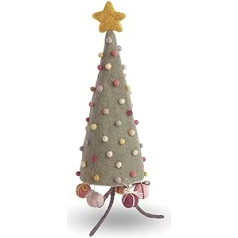 Én Gry & Sif mini filca Ziemassvētku eglīte, Ziemassvētku rotājumi stāvēšanai, roku darbs, godīga tirdzniecība, unikāls Ziemassvētku dekors | Ziemassvētku eglīte ar krāsainiem Ziemassvētku rotājumiem