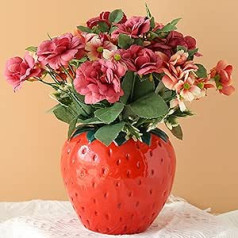 Arawat Strawberry Vase Decorative Living Room Modern Vases Red Strawberry Decor Strawberry Vase Beautiful Flower Vase Decorative Aesthetic Blossom Vase Red Berry Tulip Vase Raspberry Vase for Pampas