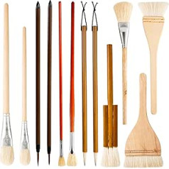 12 Pieces Ceramic Icing Brush Set, Ceramic Icing Brush, Ceramic Brush, Glaze Fan Brush for Pottery, Art Brush Sets for Drawing, Artist, Painting, Students, Children, Adults