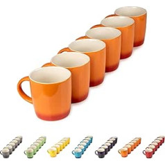 Dawsons Living Multicolor Stoneware Mugs Set - Wide Tea, Coffee and Hot Chocolate Mugs - Set of 6 Mugs - 11oz