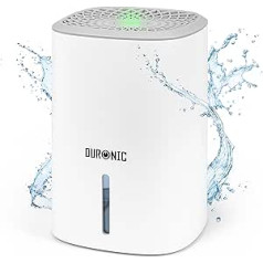 Duronic DH06 WE Dehumidifier, Quiet Dehumidifier for 5-10 m² Rooms, Small Condenser Dryer with 0.8 Litre Water Tank, 23 Watt Room Dehumidifier Against Mould, Against Condensation in the Bedroom