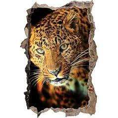 Pixxprint 3D_WD_S2577_92x62 Curious Leopard Wall Breakthrough 3D Wall Sticker, Vinyl, Colourful, 92 x 62 x 0.02 cm