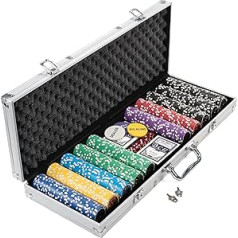 Nexos Poker Case Poker Set 500 300 Laser Poker Chips Poker Complete Set 12 g Chips Deluxe Izmēra izvēle