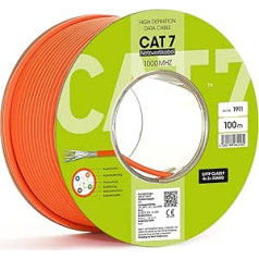 Ar licences sertifikātu 100 m CAT.7 instalācijas kabelis 10 Gbit tīkla kabelis uzstādīšanas kabelis Tīkla datu kabelis CAT7 LAN kabelis 1000 MHz S/FTP6 5 Cat.7 10/100/1'000/10'000 MBit bez halogēna LSOH