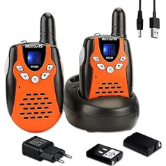 Retevis RT602 Walkie Talkie Kinder 8 Kanäle PMR446 Kinder Funkgeräte mit wiederaufladbare Akkus Taschenlampe VOX LCD-Display Spielzeug Spy-Gear Geschenke für Kinder (1 Paar, Orange)