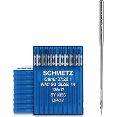 100 SCHMETZ industrial sewing machine needles system 135 x 17 / DPx17 / SY 3355 in needle thickness 90/14 | needles with 2.0 mm round piston for industrial sewing machines