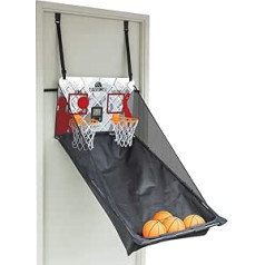 Carromco Basketball Indoor Door Game — mešanas spēle 1-2 spēlētājiem, ar četrām bumbām, mini basketbola mašīnas basketbola spēle, kas paredzēta montāžai pie durvīm ar regulējamu augstuma aizmugurējo paneli un elektronisku LCD