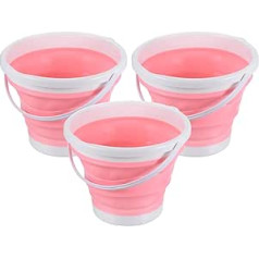 PATIKIL 10L Zusammenklappbar Eimer 3 Pack Tragbar Klappbar Strand Eimer Plastik Draußen Korb für Campen Angeln Autowäsche Rosa