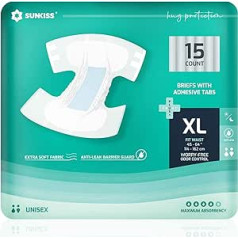 SUNKISS TrustPlus nesaturēšanas autiņi pieaugušajiem, Absorbējoša vienreizējās lietošanas apakšveļa vīriešiem un sievietēm ar cilpām, unisex, izmērs XL, 60 iepakojums