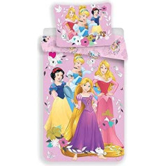 Disney Princess segas pārvalks bērniem, gultas veļa 140 x 200 cm, spilvendrāna 70 x 90 cm, 100% kokvilna