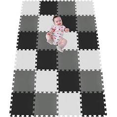 MSHEN ADLg24 Puzzle Mat, Cold Protection, Washable Children's Play Mat, Puzzle Mat, Baby Training Mat, Size 1.93 Square, White/Black/Grey, Pack of 24