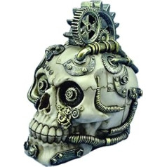 Puckator Steampunk Style Skull with Gears and Feathers - Home Decoration - Steampunk Skull - Ornaments - Resin - Home Accessories - Living Room Accessories - Human Skeleton - Goth Gifts for