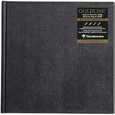 Clairefontaine – Ref 34249C – Goldline Square Pad (64 ziloņkaula loksnes) – Izmērs 15 x 15 cm 140 gsm papīra kvadrātveida izkārtojums – melns vāks – piemērots sausām metodēm