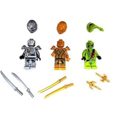 LEGO Ninjago: Lloyd The Gold Ninja figūriņu komplekts no 3, sudraba titāna Zane un Lasha