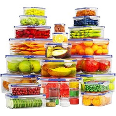 FITPREP 56-daļīgs pārtikas uzglabāšanas konteineru komplekts [28 uzglabāšanas konteineri ar 28 vākiem] Visaptverošs visu izmēru plastmasas komplekts mājsaimniecībai, hermētisks, necaurlaidīgs, ēdiena gatavošanas kastes, nesatur BPA