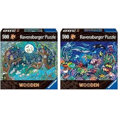 Ravensburger koka puzle 17516 - Fantāzijas mežs - 500 gabalu koka puzle no 14 gadiem un koka puzle 17515 - jūras dibens - 500 gabalu koka puzle bērniem un pieaugušajiem no 14 gadiem