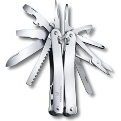 VICTORINOX Swiss Tool Spirit X, 24 funkcijas, Šveicē ražots daudzfunkciju rīks ar fiksējošo asmeni, sudraba, komplektā korpuss