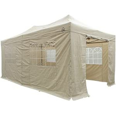 All Seasons Gazebos 3 x 6 m Fully Waterproof Folding Gazebo with 4 High-Quality Side Panels Beige