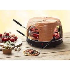 Emerio Pizzarette Original Pizza Oven for Mini Pizzas, Handmade Terracotta Clay Cover, Patented Design, Real Family Fun