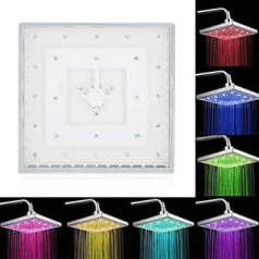 Square Fixed Shower Head 8 Inch LED Rain Shower Head Carbon Steel Waterfall Shower Head Adjustable Bathroom Rain Head Waterfall Shower Head with 7 Changing Colors Home Accessories