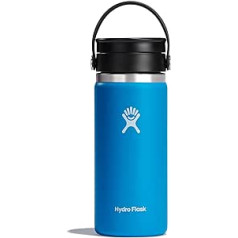 HYDRO FLASK - ceļojumu termoss 473 ml (16 unces) - vakuumizolēts nerūsējošā tērauda termoss - necaurlaidīgs lokans dzēriena vāks - termoss kafijai - atveres izmērs - Pacific