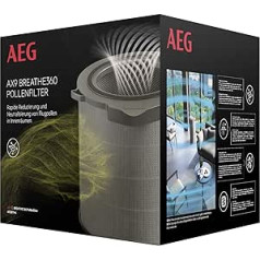 AEG AFDBTH4 filtrs BREATHE360 (der AX91-404DG gaisa attīrītājam, samazina 99% ziedputekšņu, iznīcina 99,9% baktēriju, tīrs gaiss, optimāla filtrēšana, ilgs kalpošanas laiks, pelēks)