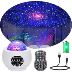 Audor Starry Sky projektora lampa nakts gaisma, LED Star Light projektora lampa, zvaigžņota, ūdens, viļņi, ar Bluetooth mūzikas atskaņotāju, taimeris, USB tālvadības pults, bērniem, pieaugušajiem, telpas dekorēšana, ballīte