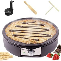 Duronic PM152 Crepe Maker XXL Crepe Maker 37 cm Non-Stick Plate 1500 Watt Crepe Maker with Accessories Non-Stick Coating Crepe Maker for Pancakes, Pan Cakes, Galettes, Tortillas, Burrito