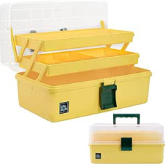 Eeaassty Multifunctional Organiser with Handle, Three-Level Folding Tool Box, Craft Box, Sewing Accessories Organiser, Medicine Box, First Aid Box for Home