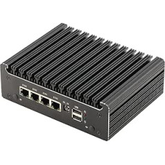 Hunsn Micro Firewall Appliance, Mini PC, Pfsense Plus, Mikrotik, OPNsense, VPN, Router PC, Intel N4505, HUNSN RS41k, AES-NI, 4 x 2.5GbE I226-V, konsole, Type-C, HDMI, DP, SIM slots, 8G RAM, 64G SSD