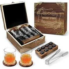 E Eaststorm viskija dāvanas vīriešiem, viskija glāžu komplekts, viskija komplekta dāvanas vīriešiem, viskija dāvanu komplekts vīriešiem, ieskaitot viskija glāzi, viskija akmeņi, Ziemassvētku dāvana vīram un tēvam