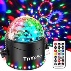 TnYoYo Disco Ball, LED Party Lamp, Music Controlled Disco Light Effect, 7 Colours, Party Lights, Disco Light, RGB Disco Light, Party Light with Remote Control for Children, Home Party