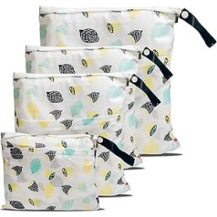 Wet Bag Waterproof Nappy Bag for Travelling Wet Bag Nursery Wet Bag Nursery Laundry Bag Fabric Nappies Laundry Bag Nursery Waterproof Nappy Bag for Baby Set of 4, Sets lemon