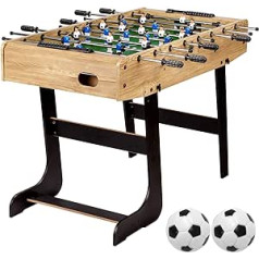 Games Planet Tischfussball „Belfast“, klappbar, Farbvarianten: Schwarz/weiß/Holzdekor hell oder Dunkelbraun/Soccer, nahtlos hochgezogene Spielfeldecken, inkl. 2 Bälle, Kicker Kickertisch Tischkicker