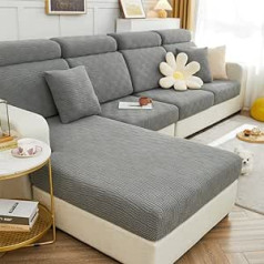 TOPCHANCES dīvāna sēdekļu spilvenu pārvalki — universāli elastīgi dīvāna aizsargpārvalki, dīvāna sēdekļa pārvalks, L forma, mīksts dīvāna sēdekļa pārvalks, dīvāna krēsla atpūtas telpa, dīvāna spilvenu aizsargpārvalki (pelēks cepums)