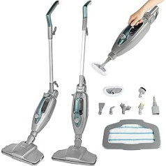 Petra PF01369VDE Steam Cleaner 14-in-1 Floor and Handheld Steam Cleaner Chemical Free Cleaning Floor Carpet Plumbing 350ml Tank Accessories Included 1300W