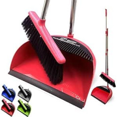 Long Handled Dustpan and Brush Set Lobby Dustpan and Long Handled Broom (Red)