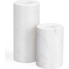 WORHE Candle Holder Real Natural Marble, 0.9 cm Thick, Pack of 2, Decorative Candle Holder for Christmas Birthday Party, Premium Candlestick for 3/4