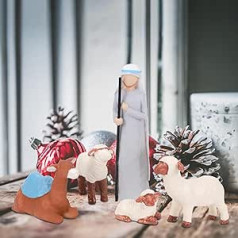 ACTLATI Colourful Nativity Scene Sets, Nativity Sculptured Hand-Painted Nativity Scene Figures, Nativity Sets for Christmas Indoors, Shepherd 5 Piece Set